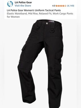 LA Police Gear Women’s Tactical Cargo Pants Black (Size 6 Long)